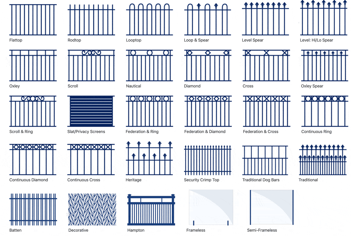 different styles of glass pool fencing